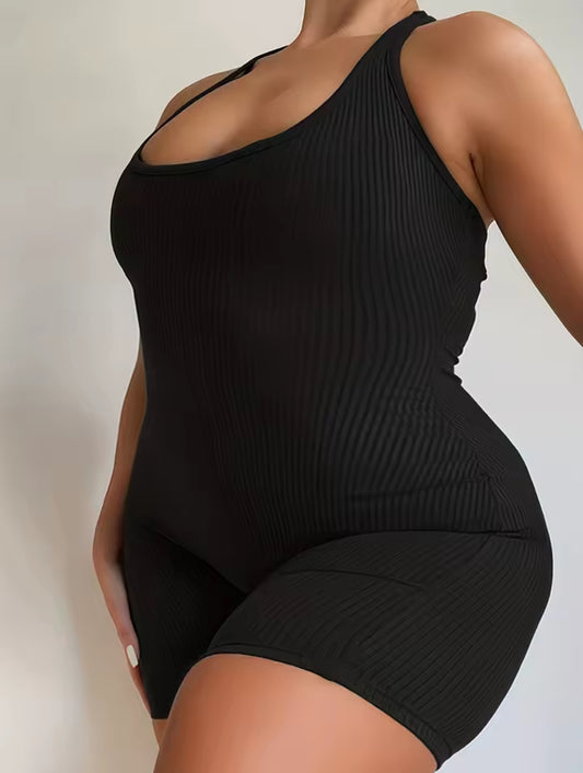 Midnight Sculpt Halter Romper